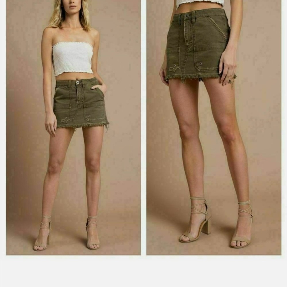 Free People Size 24 Army Green Mini Skirt